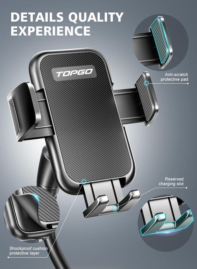 TOPGO Cup Phone Holder for Car [2025 Upgraded Ultra-Sturdy & Non-Shaking] Car Phone Mount with Adjustable Long Gooseneck Cell Phone Automobile Cradles for iPhone 16 Pro Max and More Smartphone - Black - Image 5