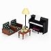 OLEOCA Family Dollhouse Living Room Set Piano with Bench Sheet Music Two Armchairs Coffee Table Floor Lamp Tea Set Dollhouse Furniture Accessories for Ages 3 - Image 2