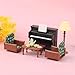 OLEOCA Family Dollhouse Living Room Set Piano with Bench Sheet Music Two Armchairs Coffee Table Floor Lamp Tea Set Dollhouse Furniture Accessories for Ages 3 - Image 4