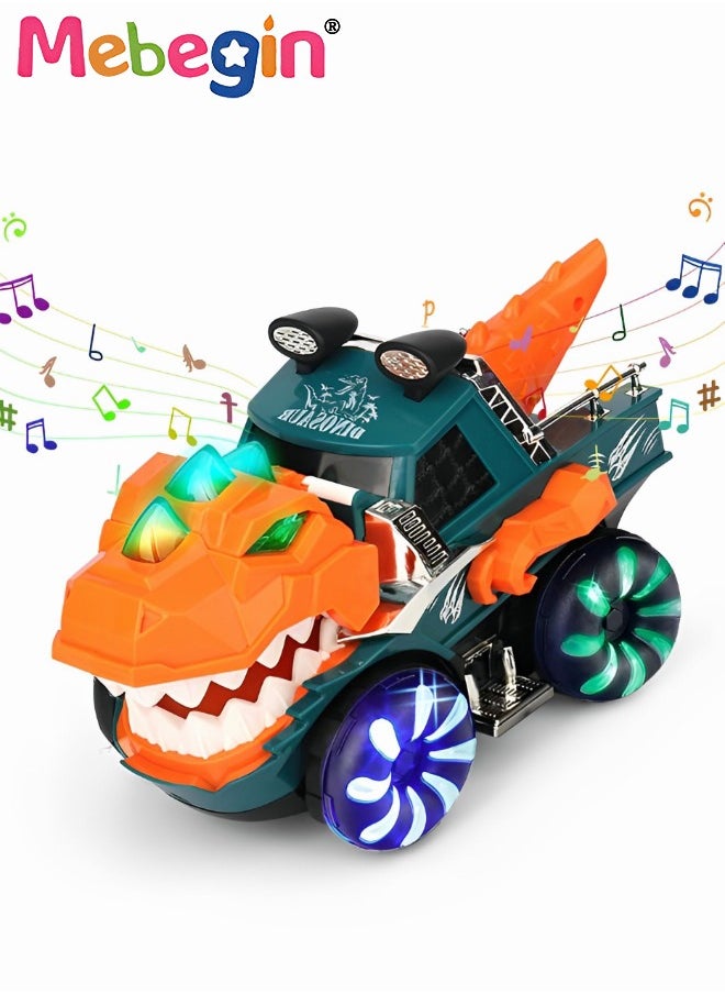 MEBEGIN Dinosaur Toy Car for Boys Girls Monster Truck with Flashing Lights Music Roaring Sound Dino Toddler Light up Toys Car  - Image 1