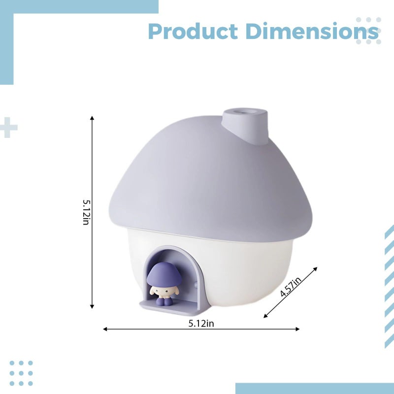 2000mAh USB Mushroom House Humidifier With 7 Color Projection Quiet For Bedroom Office Desktop - Image 4