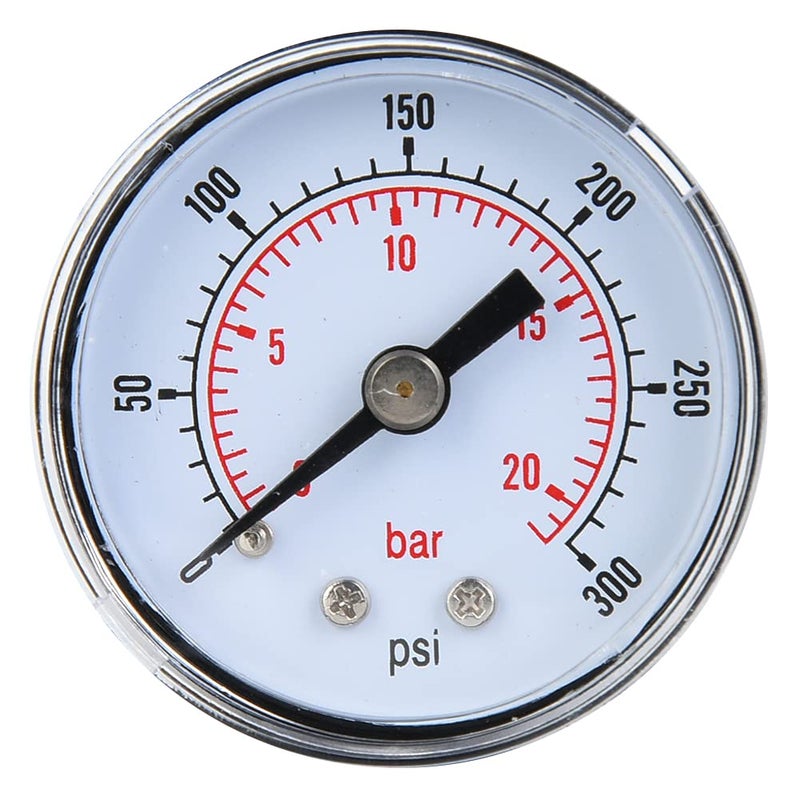 Mechanical Pressure Gauge 0 300psi 0 20bar BSPT Back Connection Durable Metal Case - Image 1
