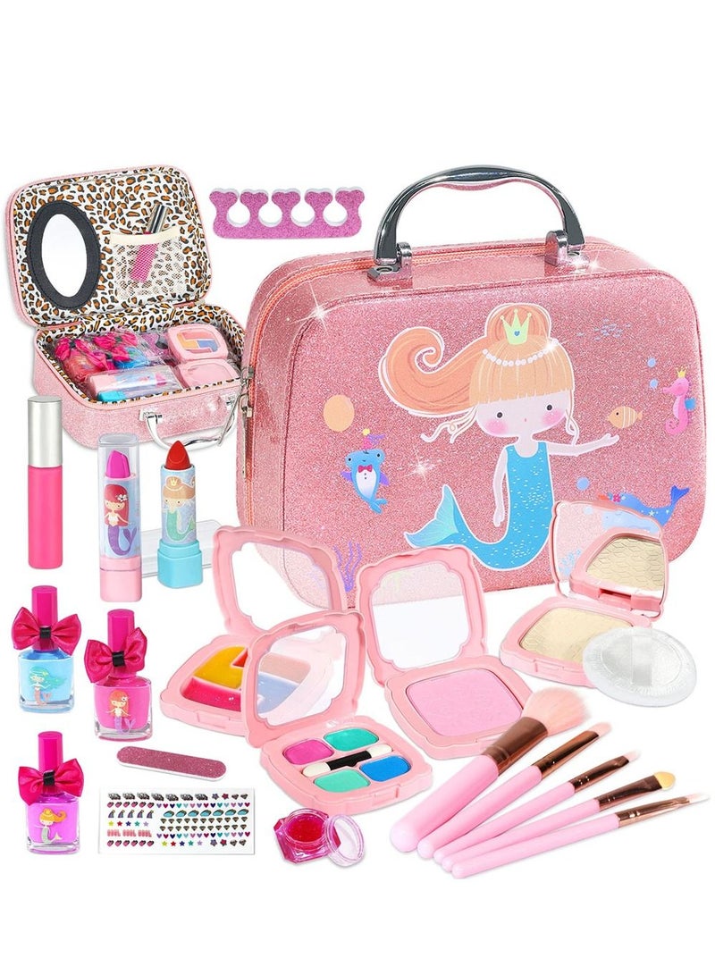SYOSI Kids Washable Makeup Girl Toys, Kids Makeup Kit for Girl, Safe and Non-Toxic Little Girl Makeup Set, Little Girls Makeup Kit for Toddler Kid Children Princess, Birthday Gift for Girl 4-10 Year Old - Image 1