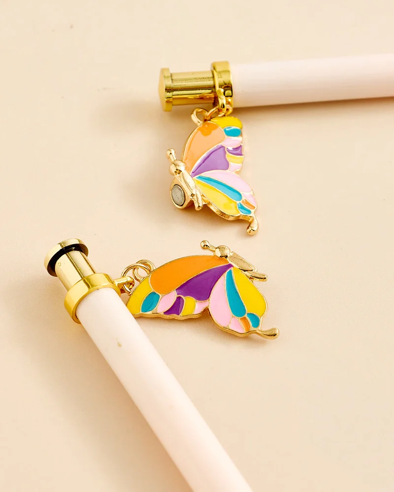 Redtag Pink Butterfly Pendant Ball Pen Set