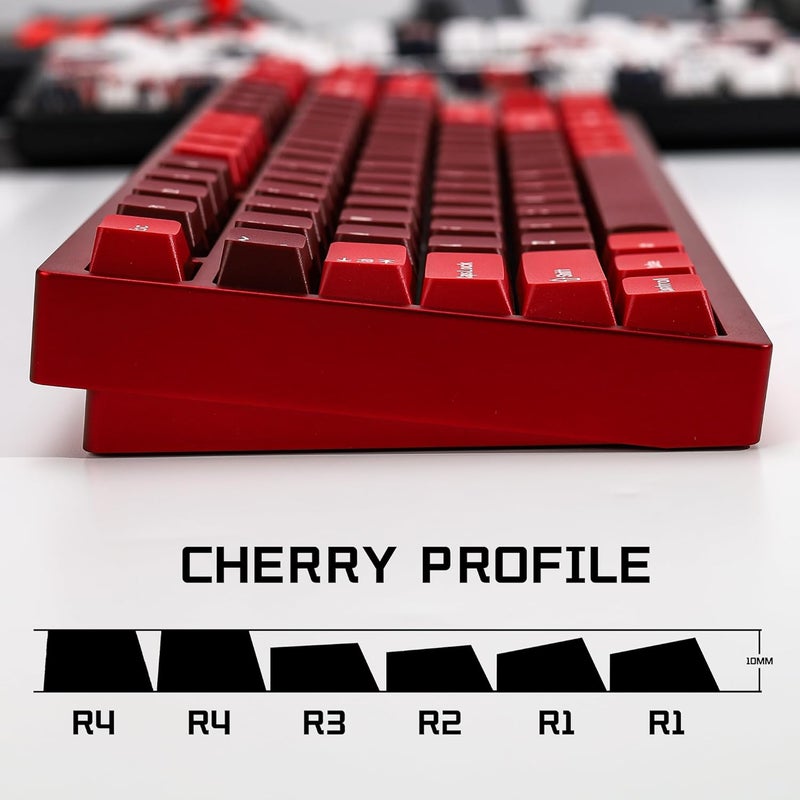 KBDiy Jamon PBT Double Shot Keycap Set,174 Keys Red Custom Key Cap Keycaps 70 Percent Cherry Profile Keycaps for 61/64/68/84/87/100/104/108 Mechanical Keyboard - Image 3