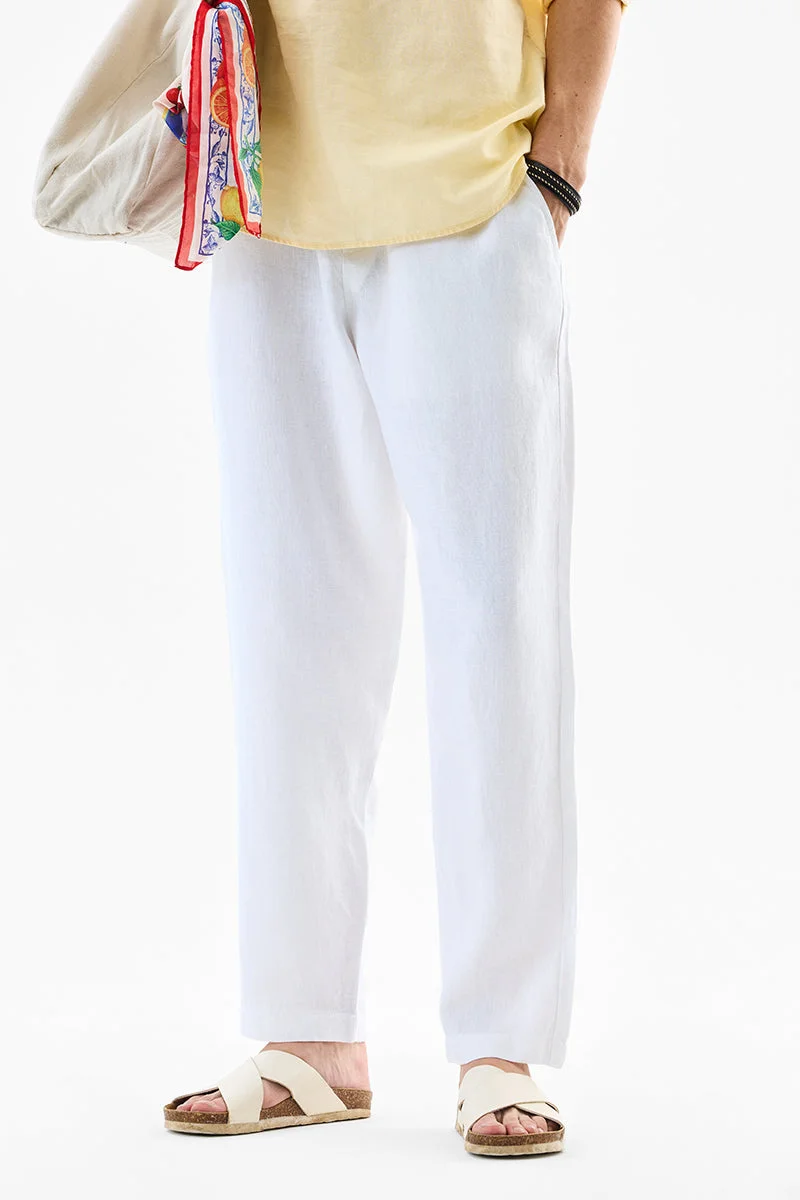 سنيتش White Solid Relaxed Casual Trousers