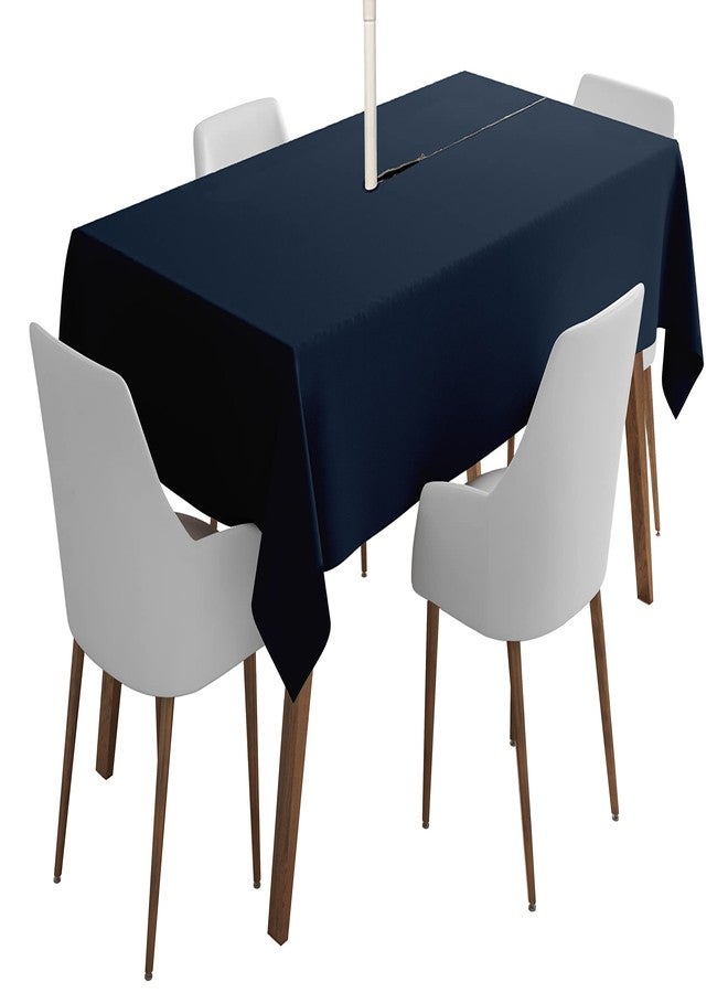 Vargottam Indoor/Outdoor Tablecloth 58" x 120" Inch Rectangular Tablecloth with Umbrella Hole & Zipper, Waterproof Patio Table Cloths, Spring/Summer Table Covers for Backyard/BBQs - Dark Navy Blue - Image 1