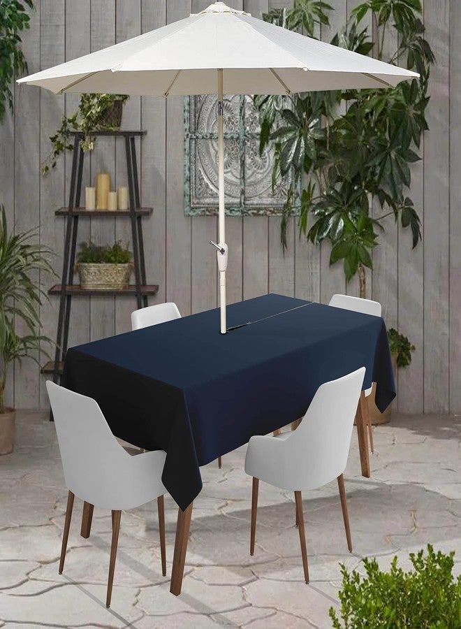 Vargottam Indoor/Outdoor Tablecloth 58" x 120" Inch Rectangular Tablecloth with Umbrella Hole & Zipper, Waterproof Patio Table Cloths, Spring/Summer Table Covers for Backyard/BBQs - Dark Navy Blue - Image 2