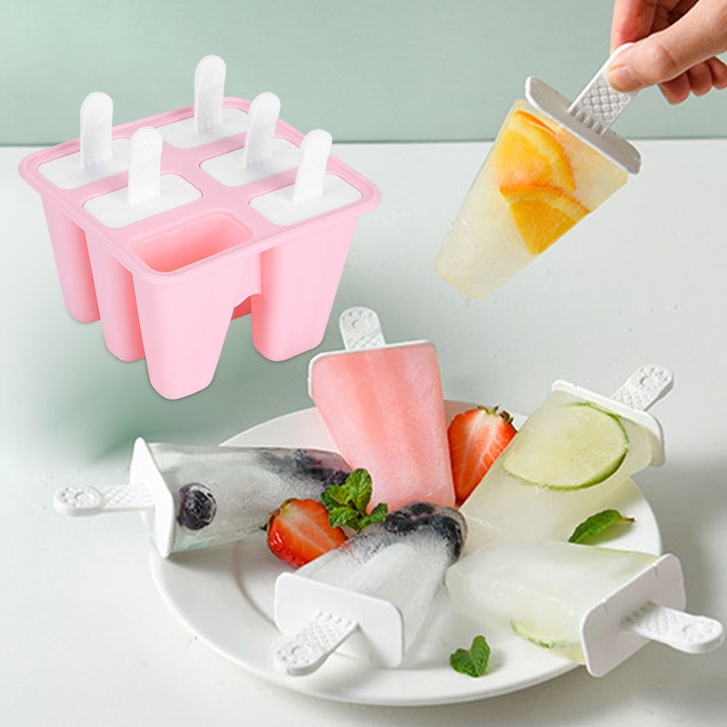 Household Pink Silicone Ice Cream Molds DIY Making Mold Tool with handles Kitchen Supplies6 Ice Cream Mold - Image 2