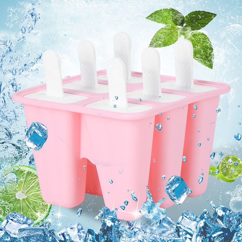 Household Pink Silicone Ice Cream Molds DIY Making Mold Tool with handles Kitchen Supplies6 Ice Cream Mold - Image 4