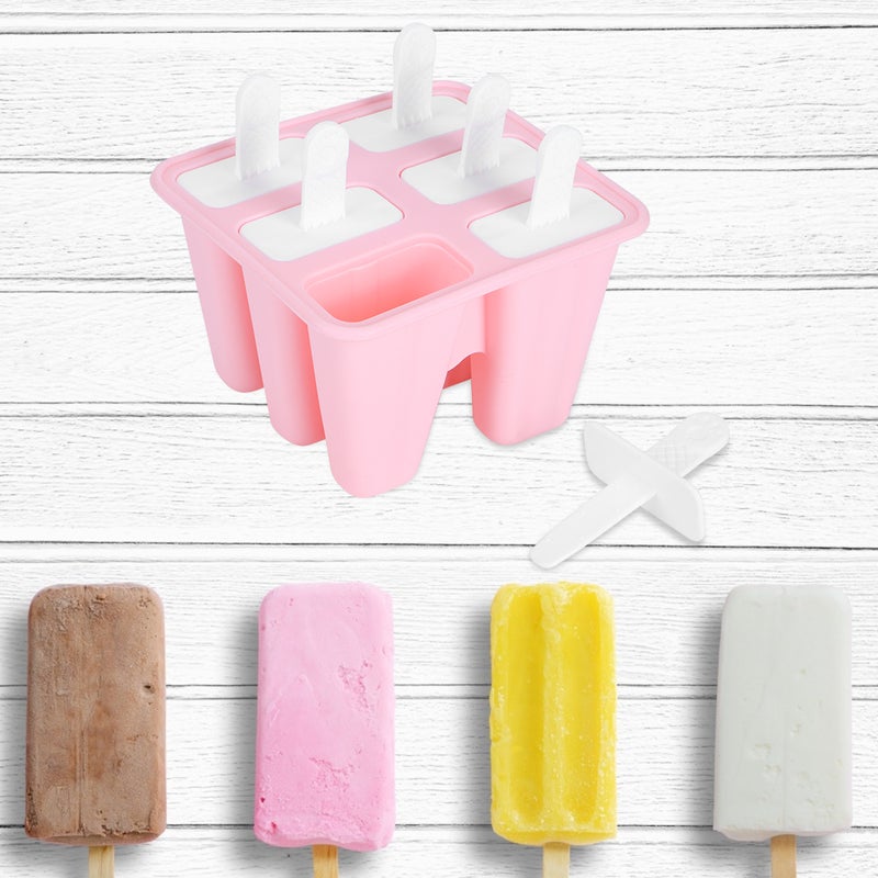 Household Pink Silicone Ice Cream Molds DIY Making Mold Tool with handles Kitchen Supplies6 Ice Cream Mold - Image 3