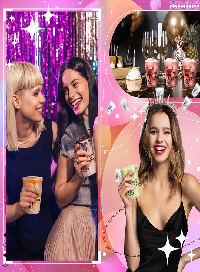 Jingmore 24 Pack a Tini Bit Older Cups 16 oz Pink Plastic Martini Birthday Cups Martini Bow Party Decorations for Women a Tini Bar Bit Older Birthday Home Bachelorette Party Supplies(Black) - Image 3