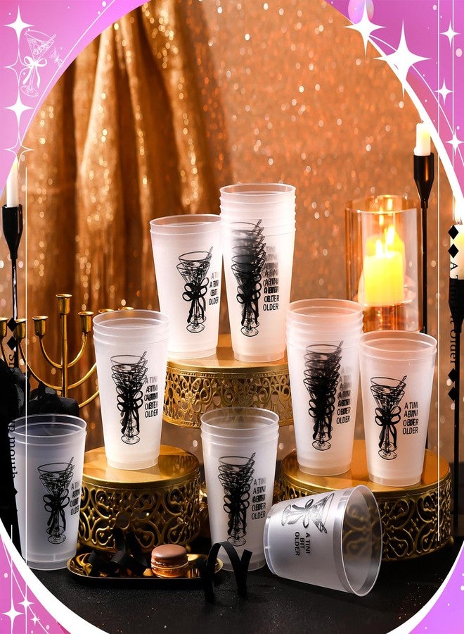 Jingmore 24 Pack a Tini Bit Older Cups 16 oz Pink Plastic Martini Birthday Cups Martini Bow Party Decorations for Women a Tini Bar Bit Older Birthday Home Bachelorette Party Supplies(Black) - Image 2