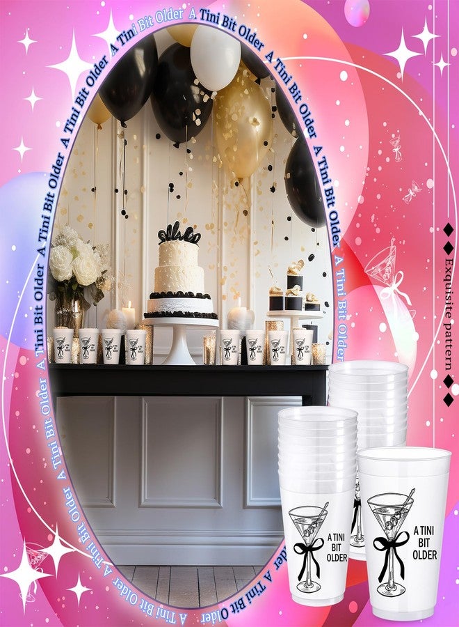 Jingmore 24 Pack a Tini Bit Older Cups 16 oz Pink Plastic Martini Birthday Cups Martini Bow Party Decorations for Women a Tini Bar Bit Older Birthday Home Bachelorette Party Supplies(Black) - Image 4
