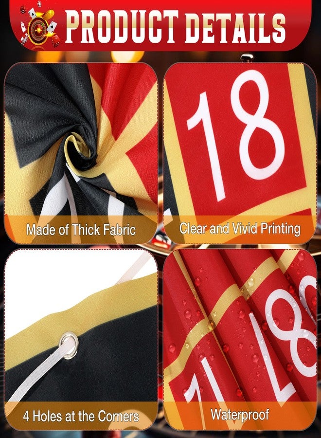 Tiamon Casino Party Decoration 70.9 x 50.4in Casino Night Porch Sign Banner Roulette Wheel Backdrop Red and Black Front Door Decor for Birthday Party Decor Supplies Holiday Photo Booth Props - Image 3