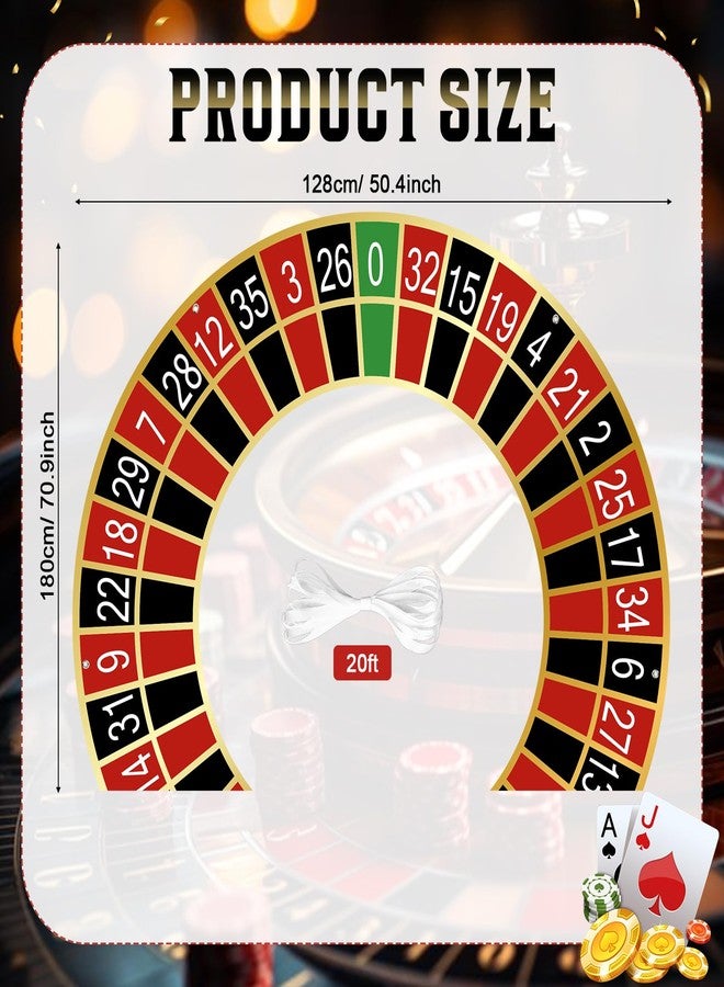 Tiamon Casino Party Decoration 70.9 x 50.4in Casino Night Porch Sign Banner Roulette Wheel Backdrop Red and Black Front Door Decor for Birthday Party Decor Supplies Holiday Photo Booth Props - Image 2