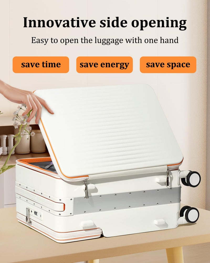 Joyway Carry on Luggage Airline Approved with Charging Port, Lightweight Hardside 20 Inch Carry-on Suitcase with TSA Lock and Spinner Wheels (White, Carry on luggage with Cover) - Image 2