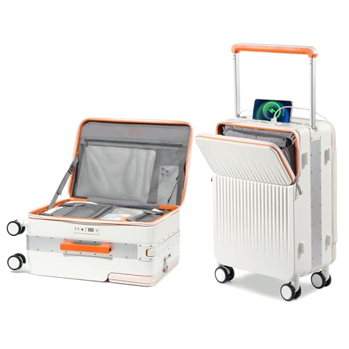 Joyway Carry on Luggage Airline Approved with Charging Port, Lightweight Hardside 20 Inch Carry-on Suitcase with TSA Lock and Spinner Wheels (White, Carry on luggage with Cover) - Image 1