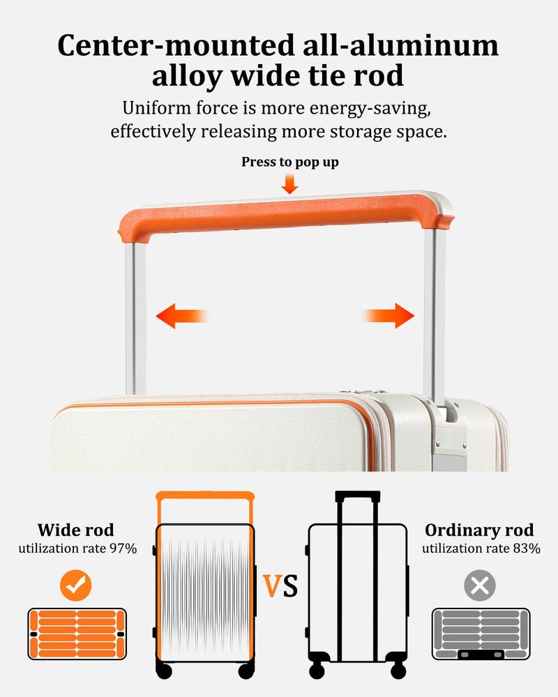 Joyway Carry on Luggage Airline Approved with Charging Port, Lightweight Hardside 20 Inch Carry-on Suitcase with TSA Lock and Spinner Wheels (White, Carry on luggage with Cover) - Image 3