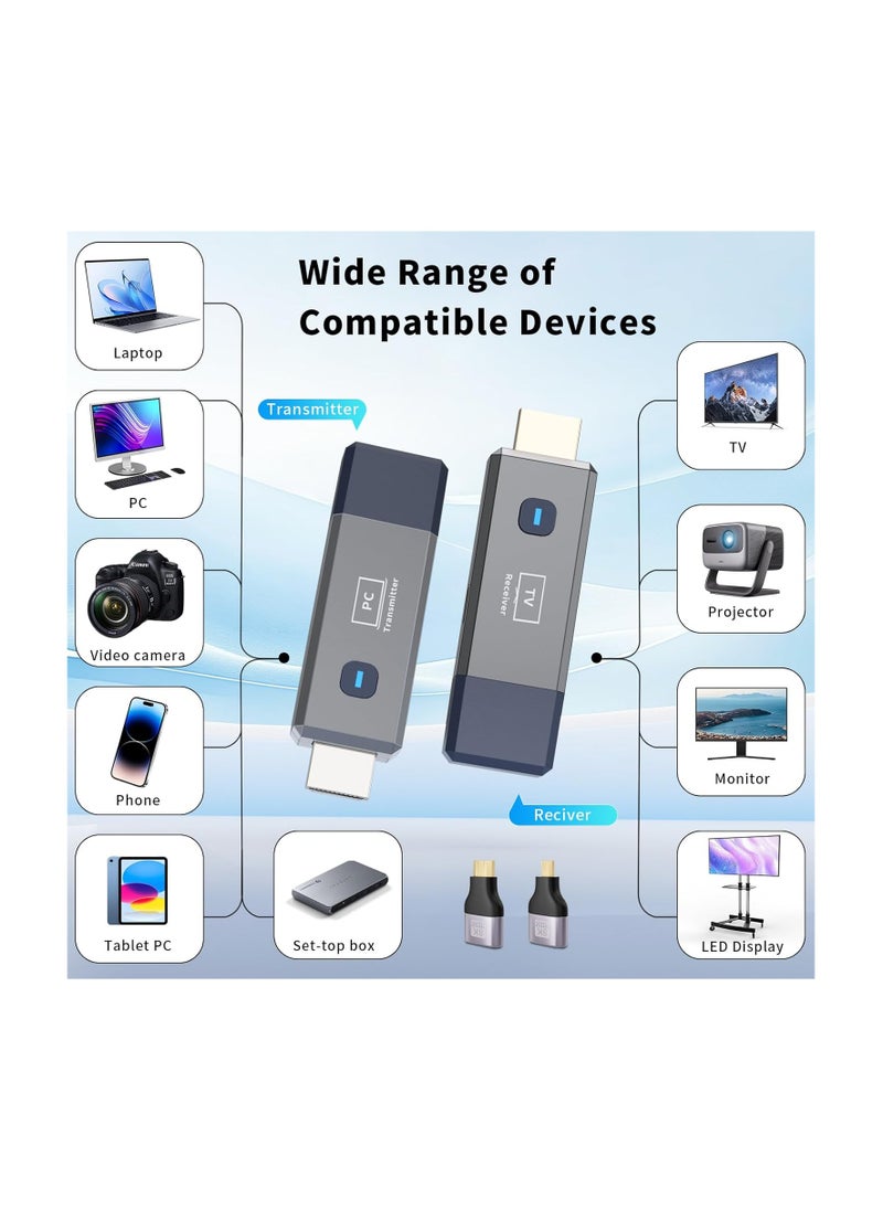 Generic - Wireless HDMI Transmitter and Receiver – 165ft Range – 4K Decode Input, 1080P Output – Plug & Play – 2.4G/5.8G Dual Band for PC, Projector, TV Box - Image 1