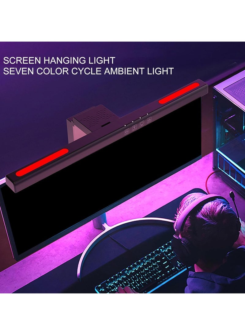 مصباح شاشة كمبيوتر، شريط إضاءة للشاشة مع إضاءة خلفية RGB، مع تحكم باللمس وإضاءة شاشة ألعاب تعمل باللمس تعمل بال USB، لا يوجد وهج للشاشة، للمكتب/المنزل