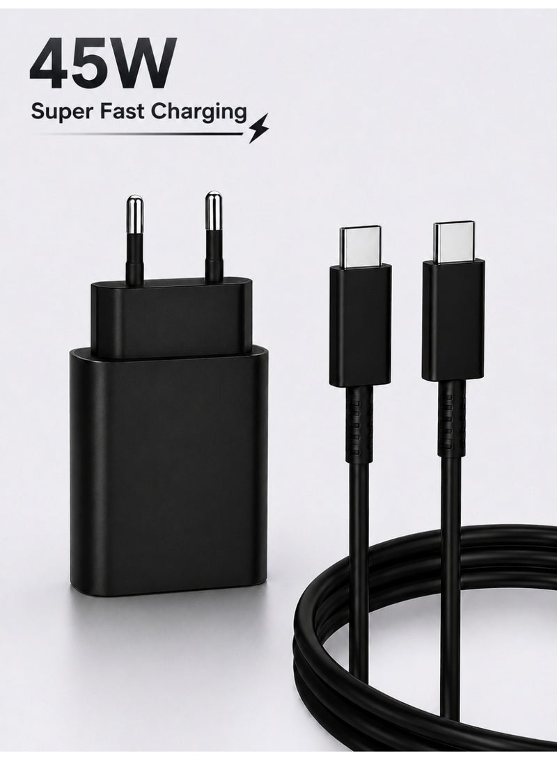 45W Wall Charger with 1.8M Type-C Cable, Compact Design, USB-C Port adapter, Super Fast Charging – Compatible with Samsung & Type-C Devices - Image 1