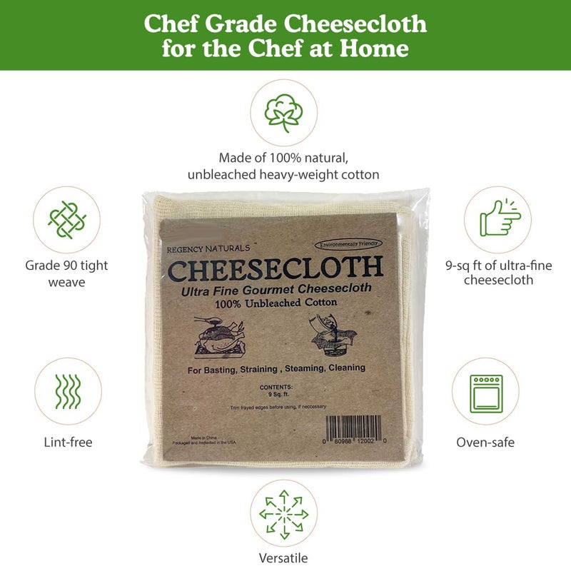 Regency Wraps 100% Cotton Ultra Fine Cheesecloth For Basting Turkey, Canning, Straining, Cheesemaking, Natural Ultra Fine, 9 sq ft (Pack of 1) - Image 5