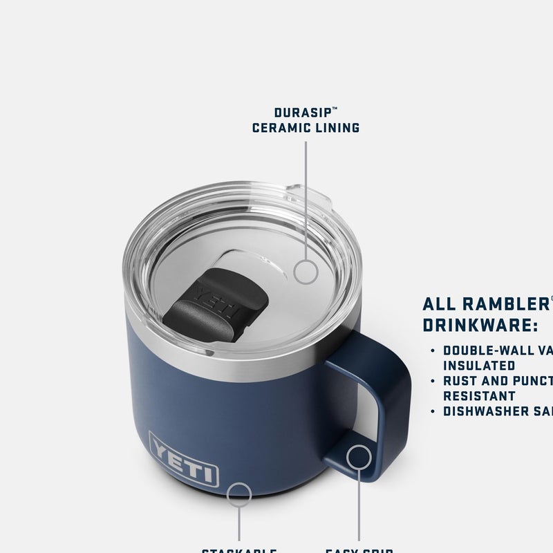 YETI Rambler 14 oz Ceramic Lined Stackable Mug, Vacuum Insulated, Stainless Steel with MagSlider Lid, Navy - Image 2