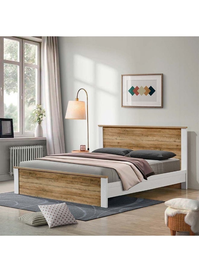 DANUBE HOME Swann 180X200 King Bed Foil Lamited Strong And Sturdy Modern Design Wooden King Bed Frame Furniture Quiet And Comfortable Beds - Summer Oak+Pearl White - Image 1