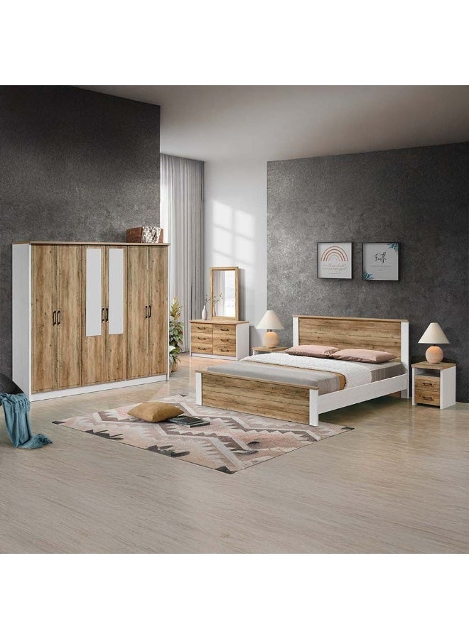 DANUBE HOME Swann 180X200 King Bed Foil Lamited Strong And Sturdy Modern Design Wooden King Bed Frame Furniture Quiet And Comfortable Beds - Summer Oak+Pearl White - Image 3