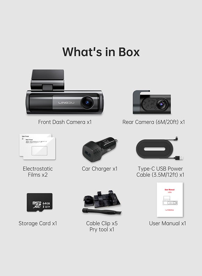 Dash Cam Bluetooth Car Dash Camera 5K Dash Cam Front and Rear Inside with GPS, 5G WiFi, APP and Voice Control, Loop Recording, G-Sensor, Parking Monitor