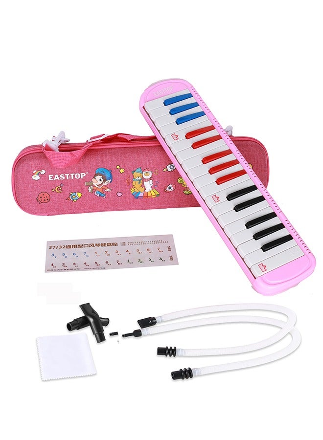 Generic 32 Keys Double Tubes Mouthpiece Air Piano Keyboard Musical Instrument with Carrying Bag 32 Keys,Pink  - Image 1