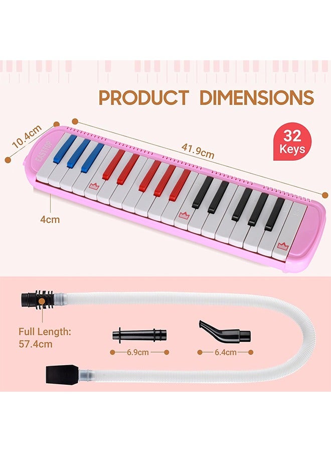 Generic 32 Keys Double Tubes Mouthpiece Air Piano Keyboard Musical Instrument with Carrying Bag 32 Keys,Pink  - Image 2