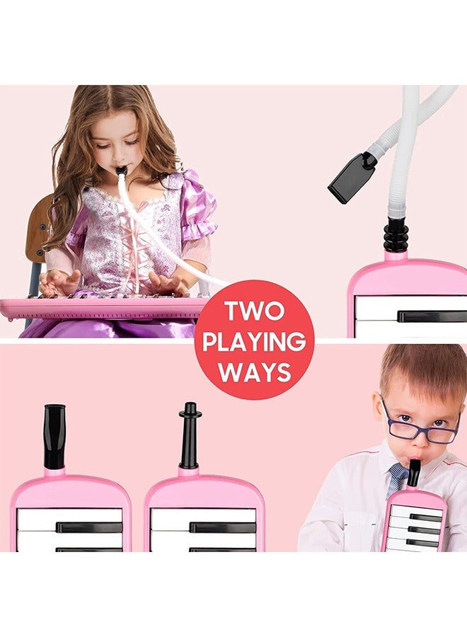 Generic 32 Keys Double Tubes Mouthpiece Air Piano Keyboard Musical Instrument with Carrying Bag 32 Keys,Pink  - Image 3