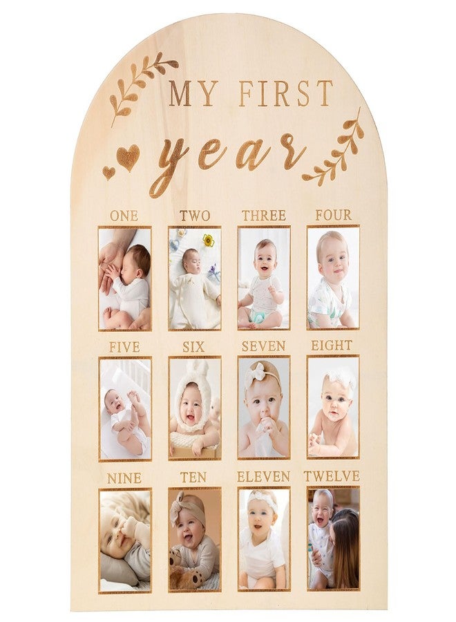Yuuchoringee One Year Birthday Wooden Photo Board,My First Year Milestones Photo Board,12 Monthly Picture Frame Baby First year Wood Acrylic Sign 1st Birthday Decorations Baby Keepsake Gifts(Syle) - Image 1