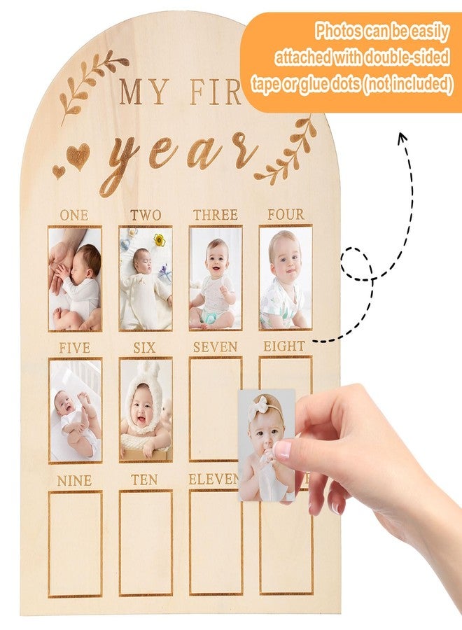 Yuuchoringee One Year Birthday Wooden Photo Board,My First Year Milestones Photo Board,12 Monthly Picture Frame Baby First year Wood Acrylic Sign 1st Birthday Decorations Baby Keepsake Gifts(Syle) - Image 2
