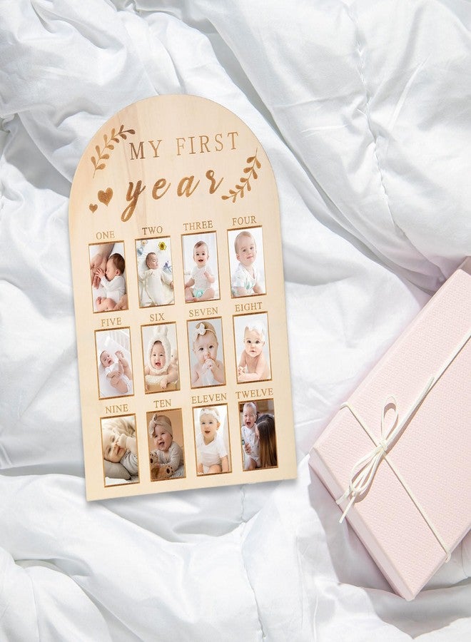 Yuuchoringee One Year Birthday Wooden Photo Board,My First Year Milestones Photo Board,12 Monthly Picture Frame Baby First year Wood Acrylic Sign 1st Birthday Decorations Baby Keepsake Gifts(Syle) - Image 4