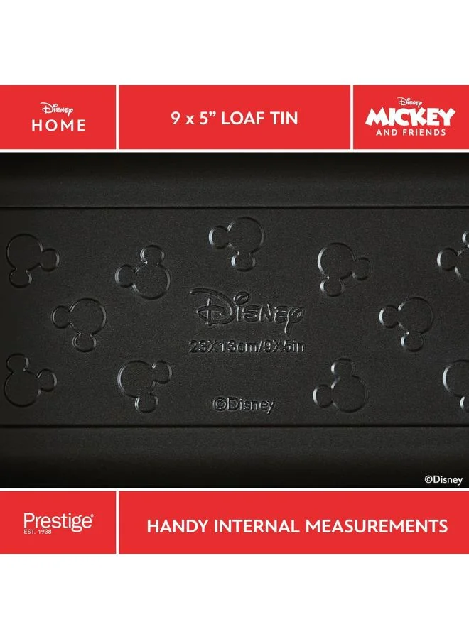 Prestige Prestige New Disney Bake with Mickey Mouse 9.5 Inch Loaf Tin - Non Stick Loaf Tins For Baking 23cm x 13cm, Carbon Steel Bakeware, Red & Black