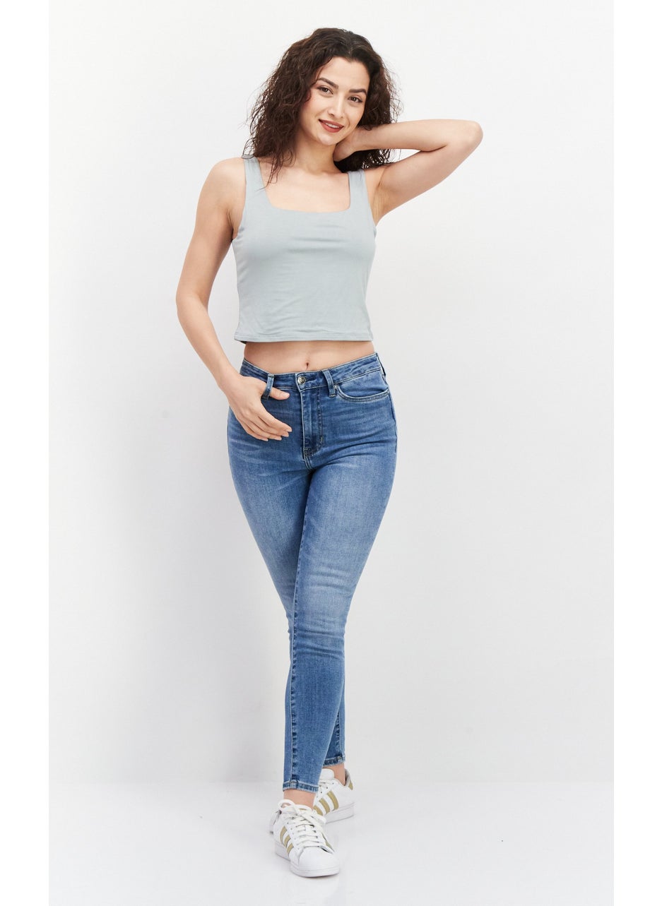 Gentle Fawn - Women Square Neck Sleeveless Plain Tank Top, Sage - Image 1