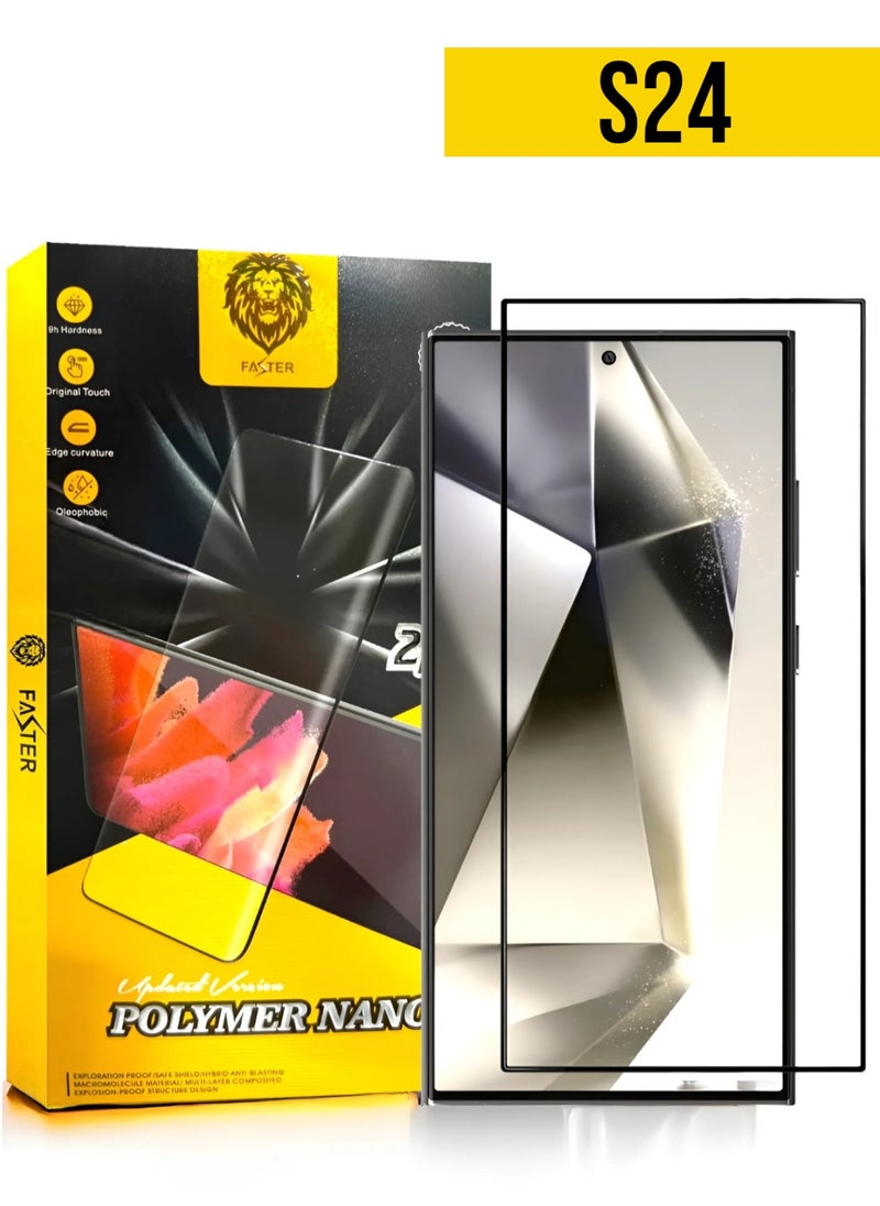 فاستر - شاشة حماية شفاف لهاتف سامسونج جالاكسي اس 24 (Galaxy S24), من Faster بتغطية كاملة من الحافة إلى الحافة مضادة للكسر و ضد البصمة - Image 1