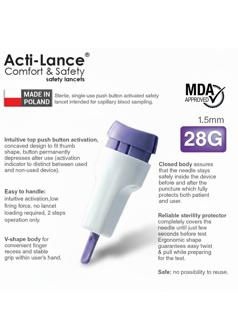 أكتي-لانس إبر وخز أكتي لانس Acti-Lance الاصلية مقاس28G | عبوة 100 قطعة صناعة أوروبية - للاستخدام الآمن لمرة واحدة - Image 2