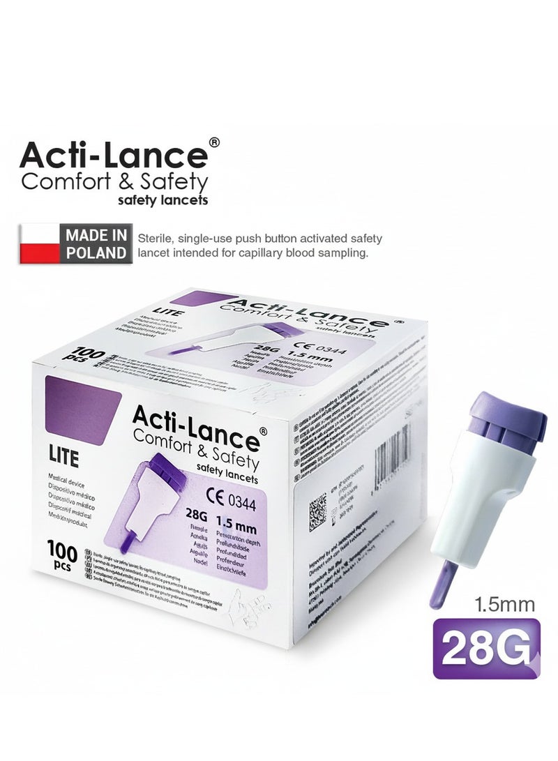 أكتي-لانس إبر وخز أكتي لانس Acti-Lance الاصلية مقاس28G | عبوة 100 قطعة صناعة أوروبية - للاستخدام الآمن لمرة واحدة - Image 1