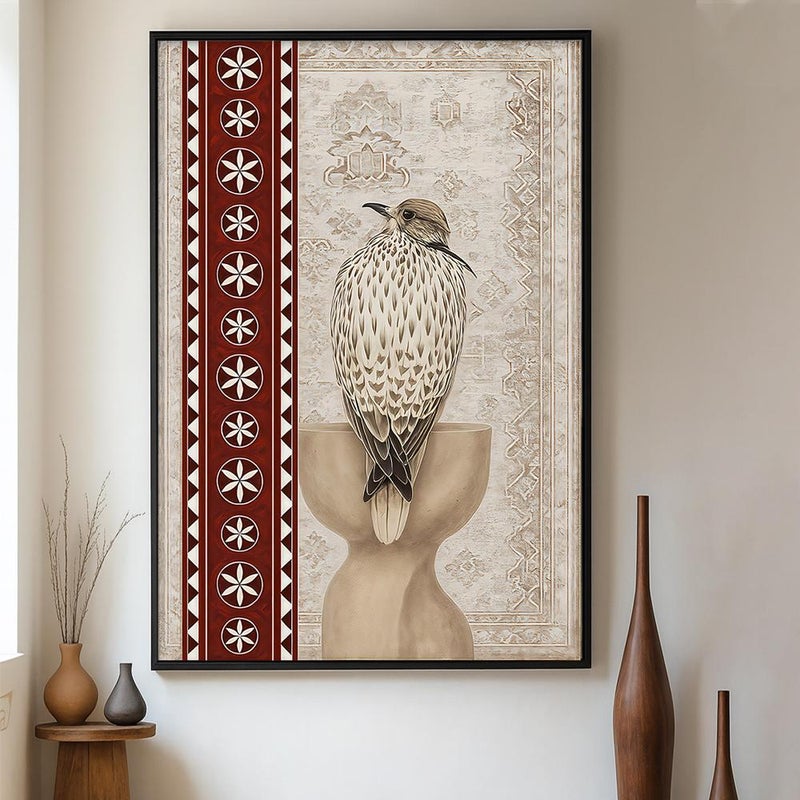 ماركتنا لوحة قماشية بتصميم الفن النجدي مع برواز مجوف مقاس (50×70) قطعة واحدة - Image 1