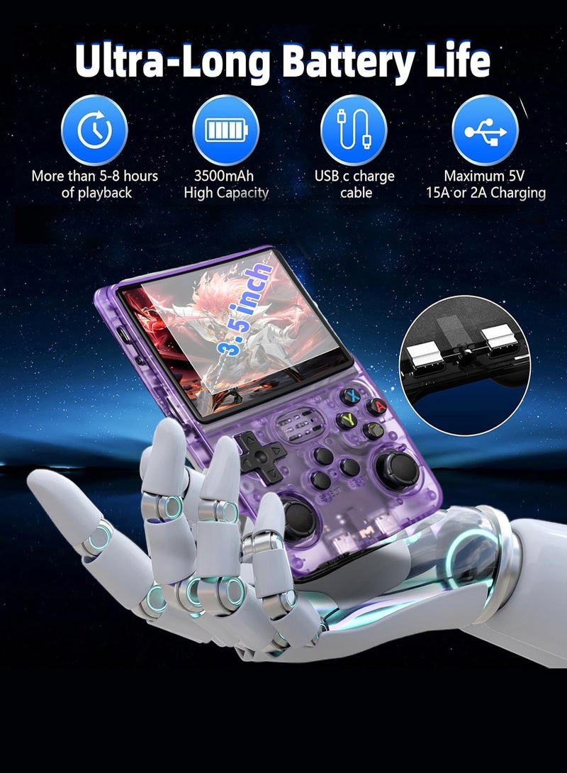 EzzySo R36S Handheld Game Console 3.5 Inch IPS Screen Open Source Linux System R36S Game Console 64G TF Card 10+ Emulator Consola R36S with dual 3D joysticks for boys and girls - Image 3