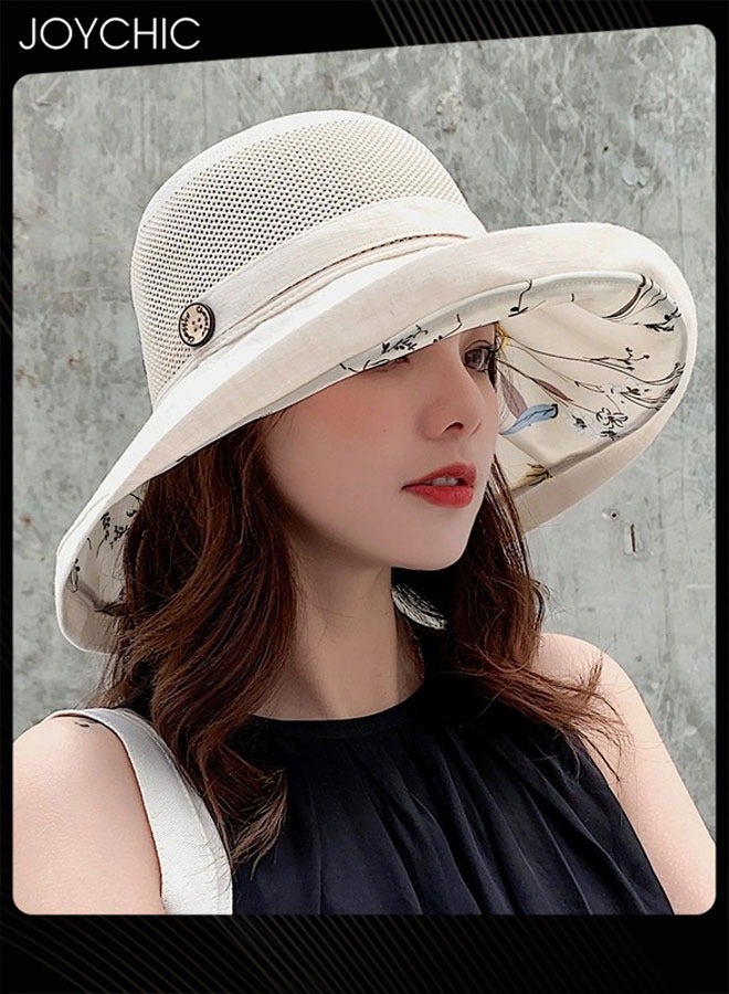 Joychic قبعة شمسية صيفية للنساء بشبكة وحواف عريضة للسفر في الهواء الطلق قابلة للتعبئة والطوي مع حماية من الأشعة فوق البنفسجية للبحر - Image 3