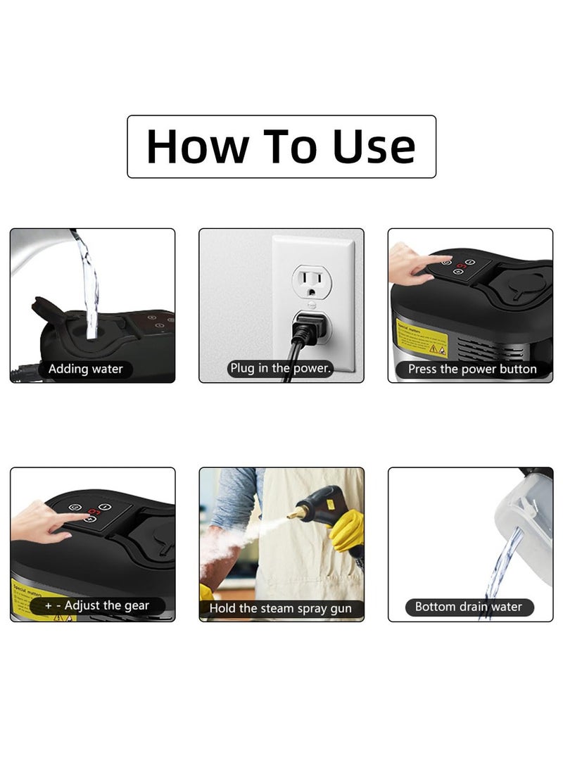 Bukela 1500W Handheld Steam Cleaner, with Handle Controllable Switch Steam Cleaner for Home, Pressurized Handheld Steamer for, Upholstery, Car, Floor, Grout and Til - Image 3