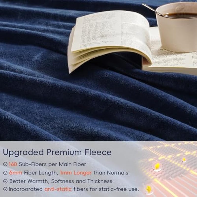 Loquat Ultra Soft Fleece Blanket Twin Size, No Shed No Pilling Luxury Plush Cozy 300GSM Lightweight Blanket for Bed, Couch, Chair, Sofa Suitable for All Season, 66 x 90, Navy Blue - Image 4