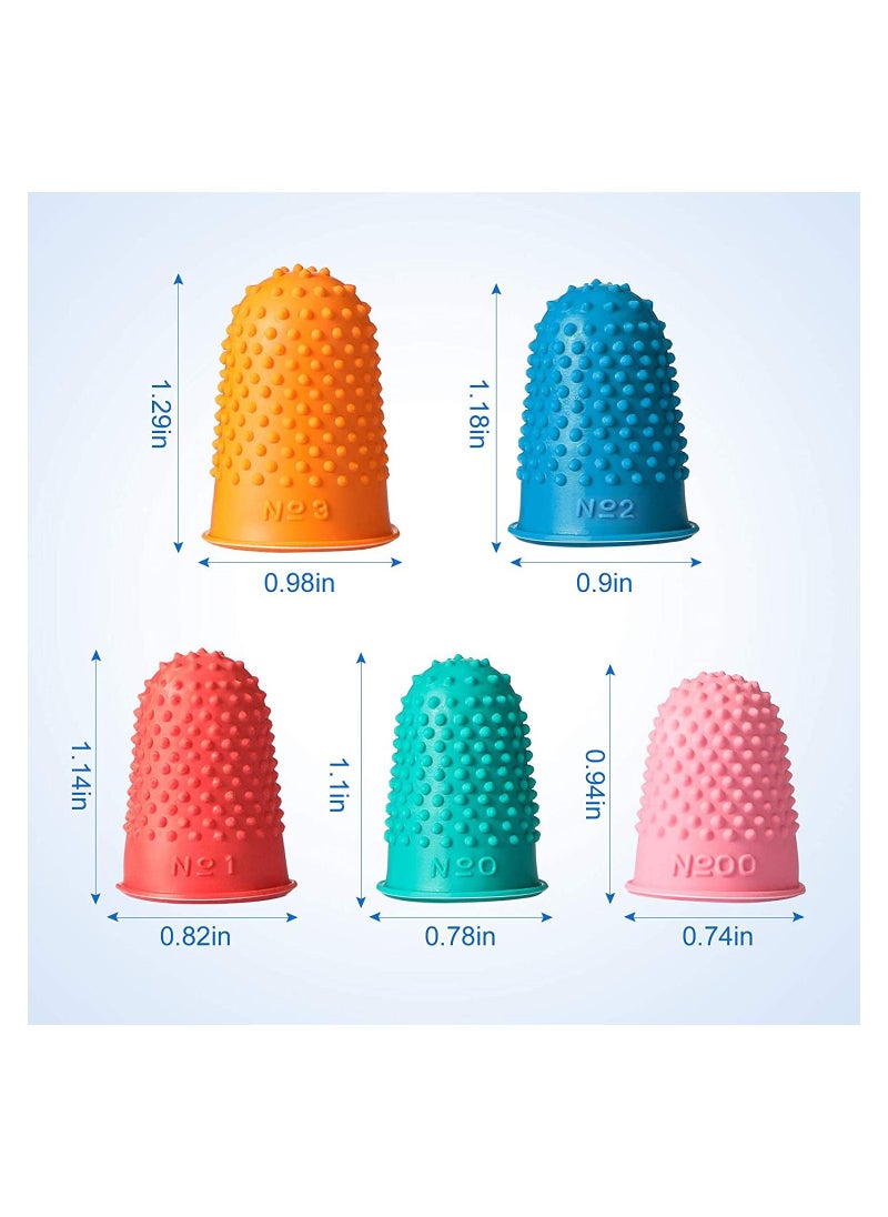 KASTWAVE - 10 Pieces Guitar Rubber Finger Tips Guard, KASTWAVE 5 Sizes Non Slip Reusable Finger Pads Grips Assorted Colors Finger Protector Covers for Sorting Task, Paperwork, Cutting, Wax Carving (XS/S/M/L/XL) - Image 1