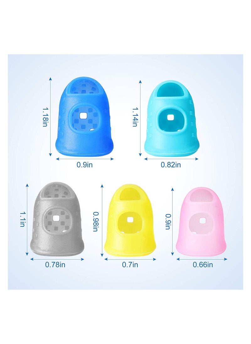 KASTWAVE - 10 Pieces Guitar Rubber Finger Tips Guard, KASTWAVE 5 Sizes Non Slip Reusable Finger Pads Grips Assorted Colors Finger Protector Covers for Sorting Task, Paperwork, Cutting, Wax Carving (XS/S/M/L/XL) - Image 1