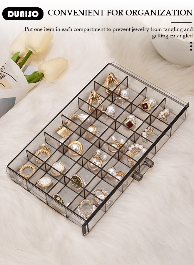 DUNISO Acrylic Jewelry Organizer Box with 5 Drawers Clear Jewelry Storage Box for Women,Earring Jewelry Organizer Transparent Jewelry Box Display Storage Case for Earrings, Rings, Beads, Necklace - Image 3